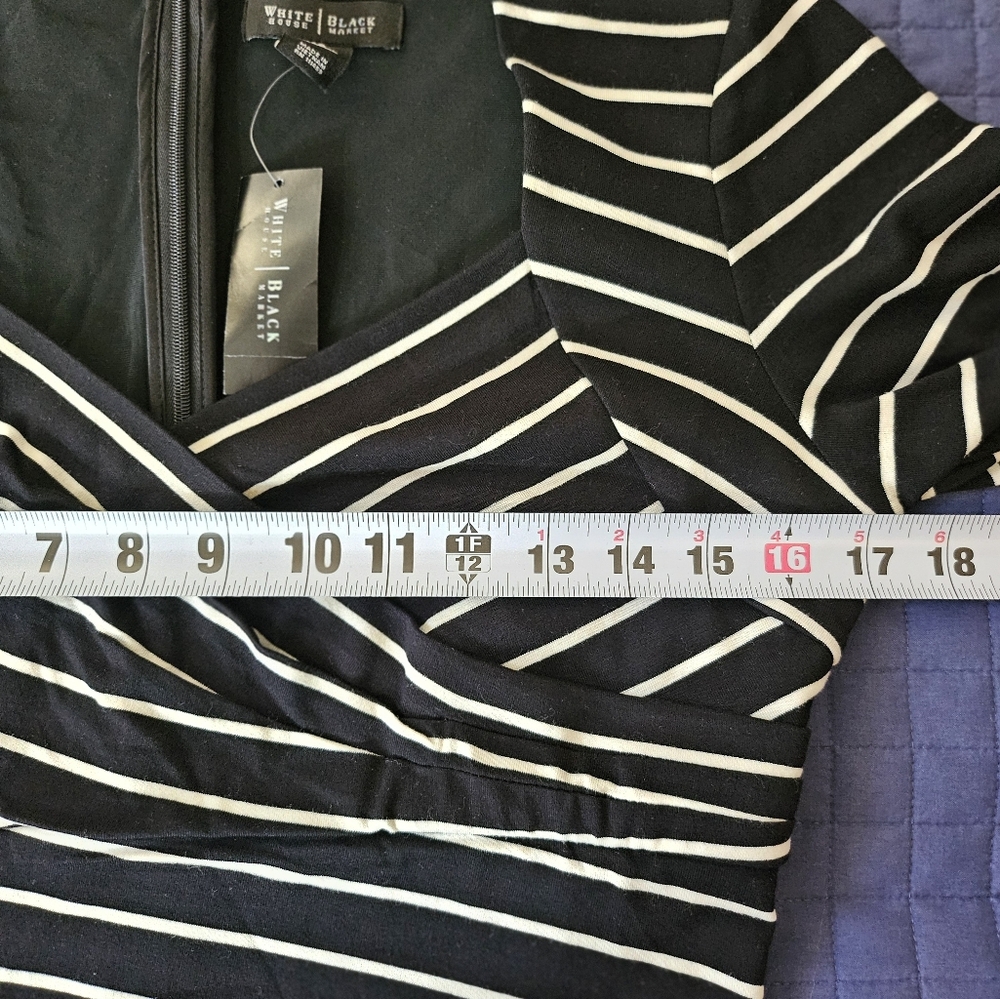 NWT White House Black Market Striped Ruched Slimming Sheath Dress Size 10 - Picture 7 of 11